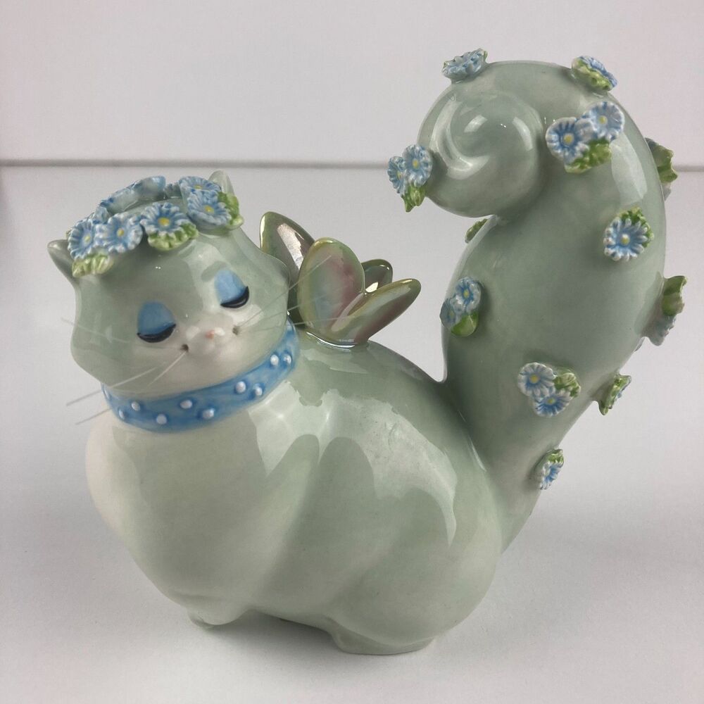 Westland Giftware Pixiecats Flora Cat Whimsical Figurine Flowers Butterfly 2006